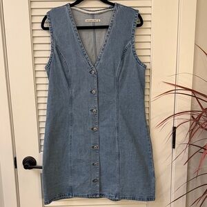A&F Denim Button-Down Sleeveless Dress